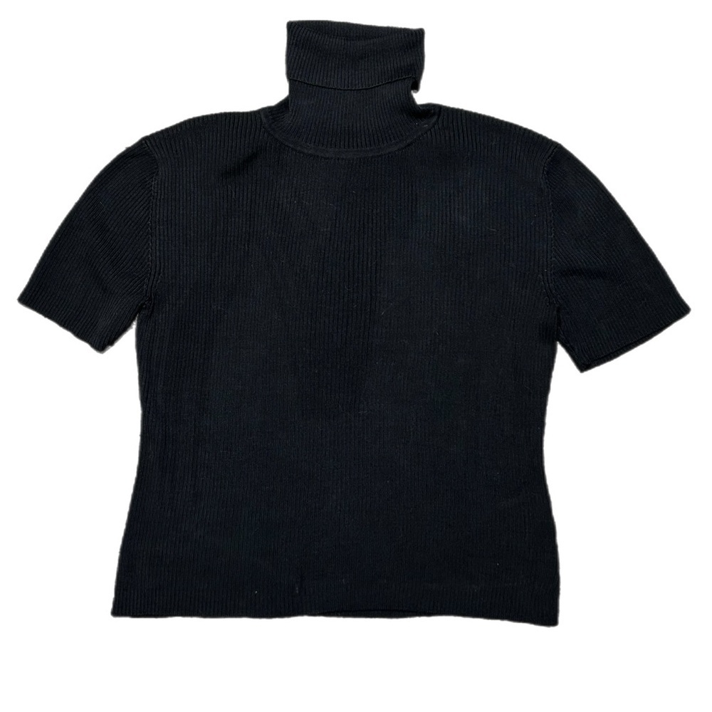 Vintage Black Short Sleeve Turtleneck Sweater